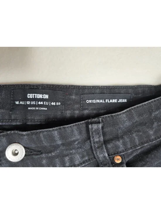 Cotton On Original Flare Jeans Black Denim Size 12 Made With 10% Recycled Cotton - Picture 2 of 6